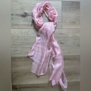 Vintage pink white stripe scarf